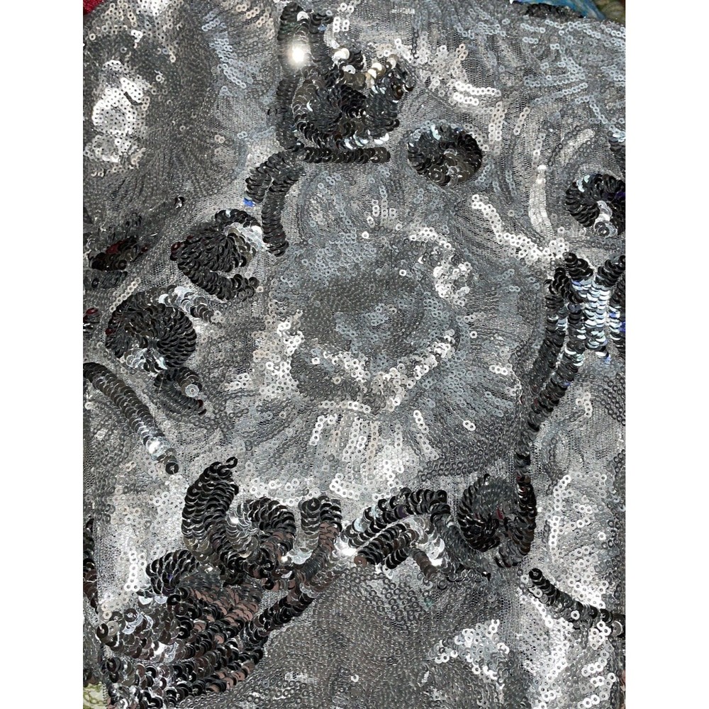 Handmade silver sequined sheer embellished formal evening disco y2k boogie Pants - Picture 11 of 12